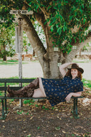 Lady Jane Dark Denim Embroidered Dress