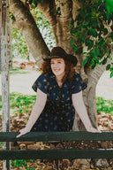 Lady Jane Dark Denim Embroidered Dress