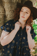 Lady Jane Dark Denim Embroidered Dress