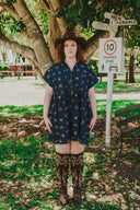 Lady Jane Dark Denim Embroidered Dress