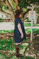 Lady Jane Dark Denim Embroidered Dress