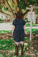 Lady Jane Dark Denim Embroidered Dress