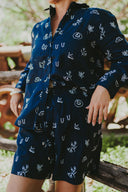 Lady Jane Outback Eclipse Navy Embroidered Linen Shorts