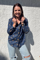 Dark Denim Lady Jane Embroidered Long Sleeve Shirt