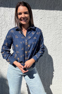 Dark Denim Lady Jane Embroidered Long Sleeve Shirt