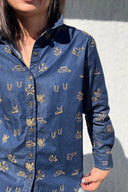 Dark Denim Lady Jane Embroidered Long Sleeve Shirt