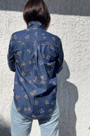 Dark Denim Lady Jane Embroidered Long Sleeve Shirt