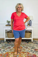 Organic Cotton V-Neck T-Shirt in Desert Rose