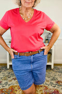 Organic Cotton V-Neck T-Shirt in Desert Rose