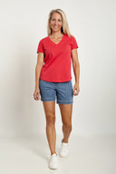 Organic Cotton V-Neck T-Shirt in Desert Rose