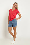 Organic Cotton V-Neck T-Shirt in Desert Rose