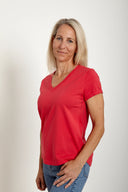 Organic Cotton V-Neck T-Shirt in Desert Rose