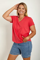 Organic Cotton V-Neck T-Shirt in Desert Rose