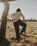 Desert Sand Lady Jane Embroidered Organic Linen Long Sleeve Shirt