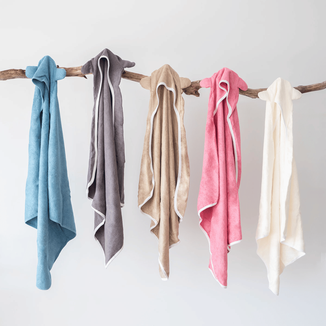 Luxury Organic Cotton Baby Hooded Towel - Soft and Absorbent Texture - Outback Linen Co