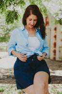 Everyday Sky Blue Organic Linen Long Sleeve Shirt