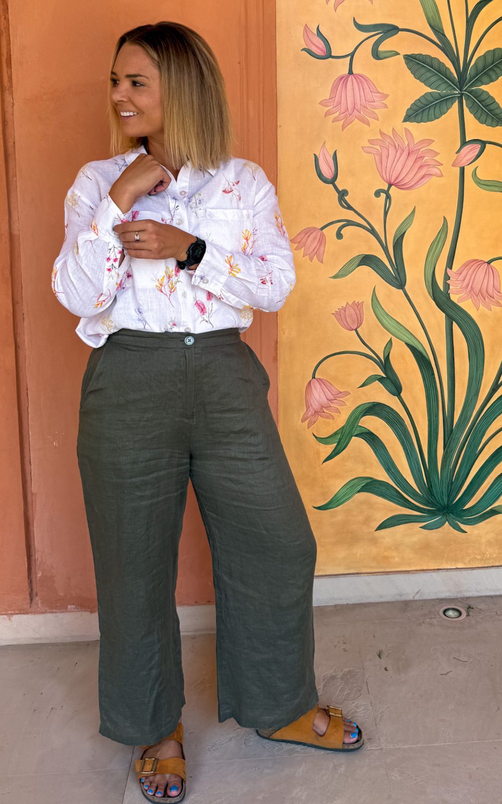 Outback Flora Long Sleeve Organic Linen Shirt