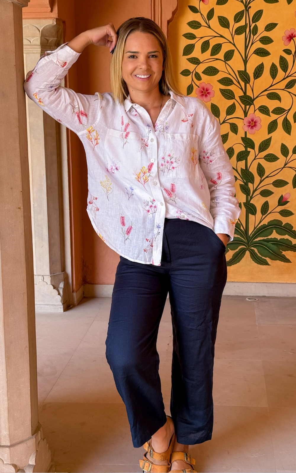 Outback Flora Long Sleeve Organic Linen Shirt