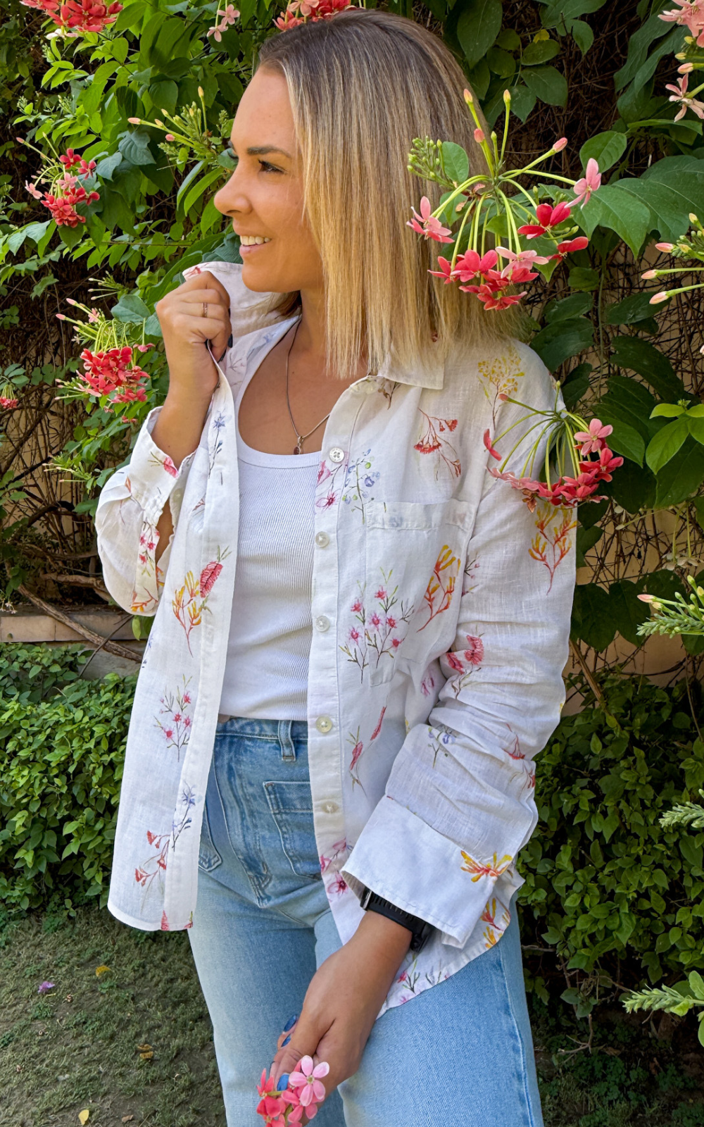 Outback Flora Long Sleeve Organic Linen Shirt