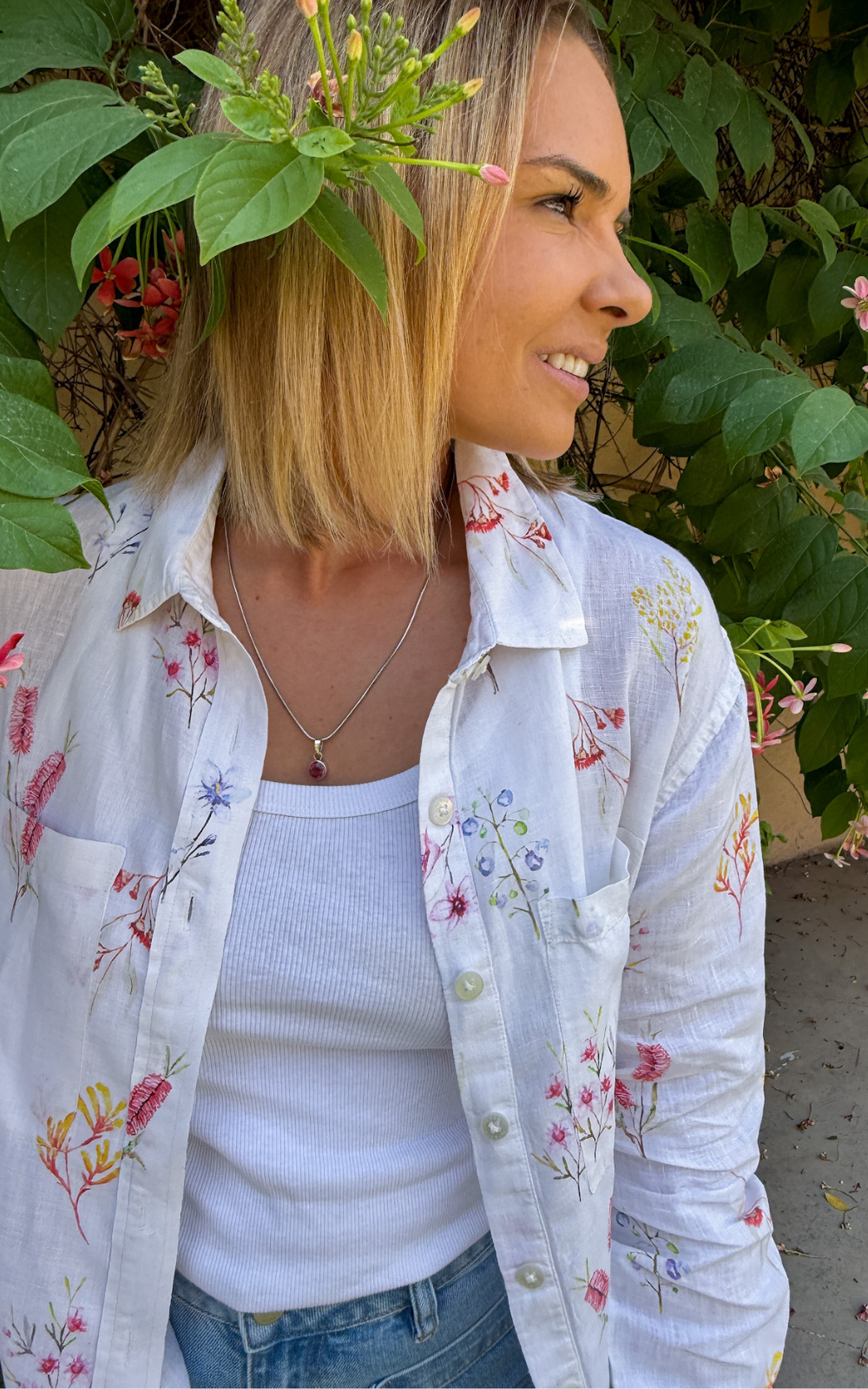 Outback Flora Long Sleeve Organic Linen Shirt