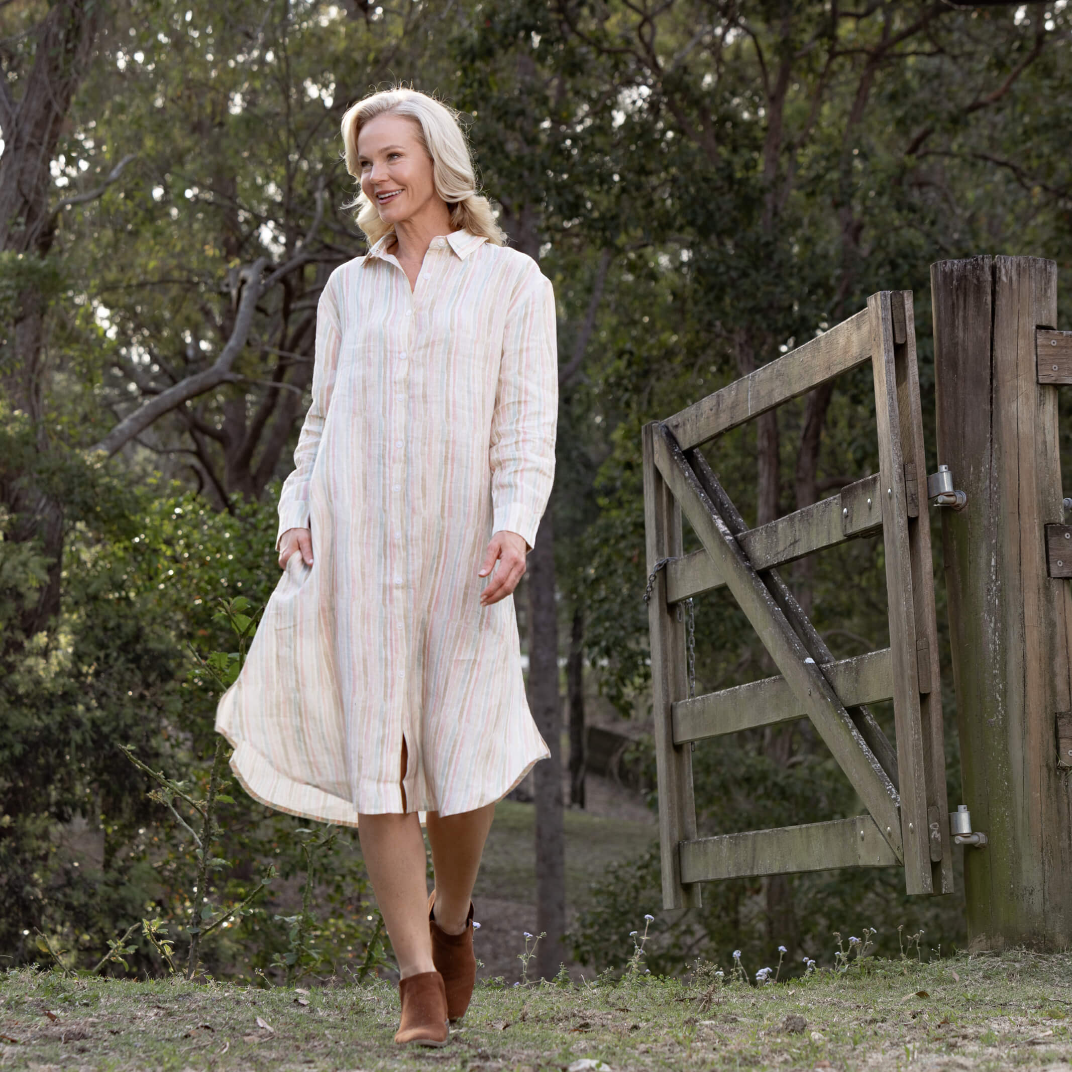 Harlowe Striped Organic Linen Dress