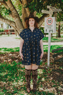 Lady Jane Dark Denim Embroidered Dress