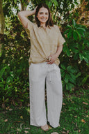 Lady Jane Desert Sand Organic Linen Short Sleeve Shirt