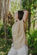 Lady Jane Desert Sand Organic Linen Short Sleeve Shirt