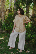 Lady Jane Desert Sand Organic Linen Short Sleeve Shirt