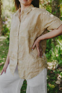 Lady Jane Desert Sand Organic Linen Short Sleeve Shirt
