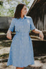 Lady Jane Sky Blue Short Sleeve Organic Linen Dress