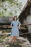 Lady Jane Sky Blue Short Sleeve Organic Linen Dress