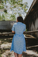 Lady Jane Sky Blue Short Sleeve Organic Linen Dress