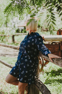 Lady Jane Outback Eclipse Navy Embroidered Organic Long Sleeve Linen Shirt