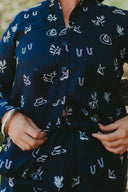Lady Jane Outback Eclipse Navy Embroidered Organic Long Sleeve Linen Shirt