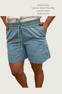 Lady Jane Denim Sky Blue Embroidered Shorts