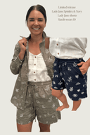 Lady Jane Outback Eclipse Navy Embroidered Linen Shorts