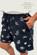 Lady Jane Outback Eclipse Navy Embroidered Linen Shorts