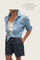 Lady Jane Denim Dark Embroidered Shorts