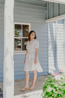 Gold & White Bush Song Short Sleeve Dress
