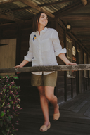 White Kingfisher Organic Embroidered Linen Shirt