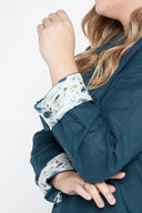 Midnight Bloom Organic Linen Shirt With Printed Cuffs