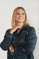 Rural Outback Midnight Embroidered Linen Shirt