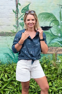 Rural Outback Midnight Embroidered Linen Shirt