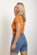 Organic Cotton V-Neck T-Shirt in Orange Rust