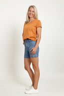 Organic Cotton V-Neck T-Shirt in Orange Rust