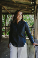 Everyday Outback Eclipse Navy Organic Linen Long Sleeve Shirt