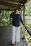 Everyday Outback Eclipse Navy Organic Linen Long Sleeve Shirt