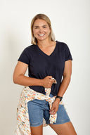 Organic Cotton V-Neck T-Shirt in Outback Eclipse