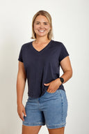 Organic Cotton V-Neck T-Shirt in Outback Eclipse